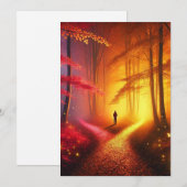 Enchanted Crossroads – Vibrant Autumn Forest Art P Feestdagenkaart (Voorkant / Achterkant)