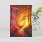 Enchanted Crossroads – Vibrant Autumn Forest Art P Feestdagenkaart (Staand voorkant)