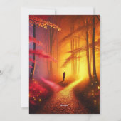 Enchanted Crossroads – Vibrant Autumn Forest Art P Feestdagenkaart (Achterkant)