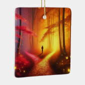 Enchanted Crossroads – Vibrant Autumn Forest Art P Keramisch Ornament (Rechts)