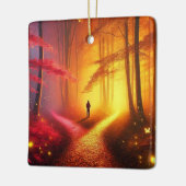 Enchanted Crossroads – Vibrant Autumn Forest Art P Keramisch Ornament (Links)