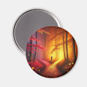 Enchanted Crossroads – Vibrant Autumn Forest Art P Magneet (Voorkant / Achterkant)