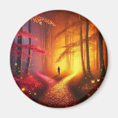 Enchanted Crossroads – Vibrant Autumn Forest Art P Magneet (Voorkant)