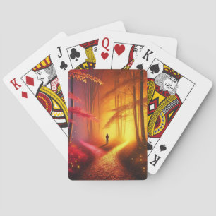 Enchanted Crossroads – Vibrant Autumn Forest Art P Pokerkaarten