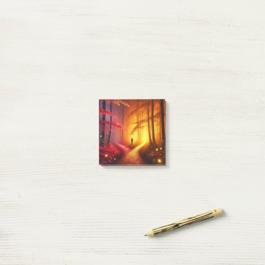 Enchanted Crossroads – Vibrant Autumn Forest Art P Post-it® Notes (Op bureau)