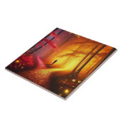 Enchanted Crossroads – Vibrant Autumn Forest Art P Tegeltje (Zijkant)