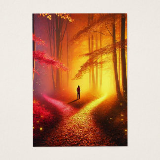 Enchanted Crossroads – Vibrant Autumn Forest Art P Visitekaartje