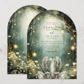 Enchanted Crystal Forest Arch Wedding Kaart (Voorkant / Achterkant)