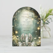 Enchanted Crystal Forest Arch Wedding Kaart (Staand voorkant)