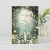 Enchanted Crystal Forest Garden Green Wedding Kaart (Staand voorkant)