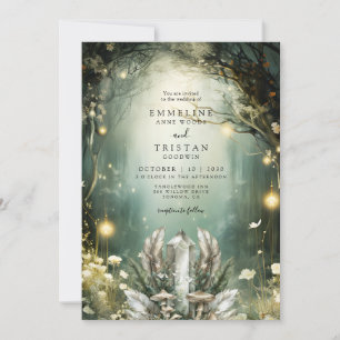 Enchanted Crystal Forest Garden Green Wedding Kaart