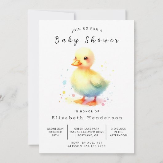 Enchanted Custom Duck Baby shower Kaart (Voorkant)