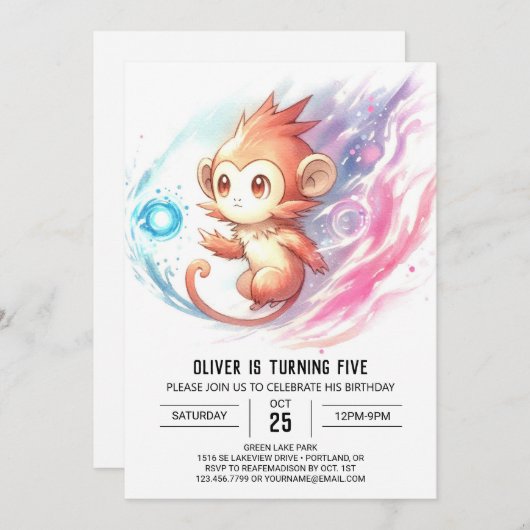 Enchanted Custom Monkey Verjaardag Kaart (Voorkant / Achterkant)