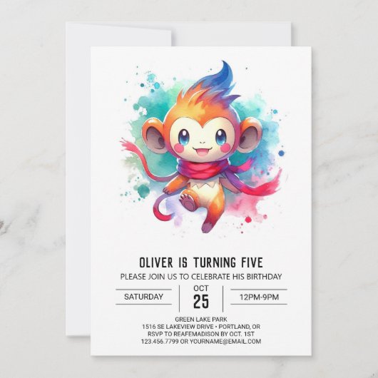 Enchanted Custom Monkey Verjaardag Kaart (Voorkant)