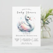 Enchanted Custom Swan Baby shower Kaart (Staand voorkant)