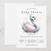 Enchanted Custom Swan Baby shower Kaart (Voorkant / Achterkant)