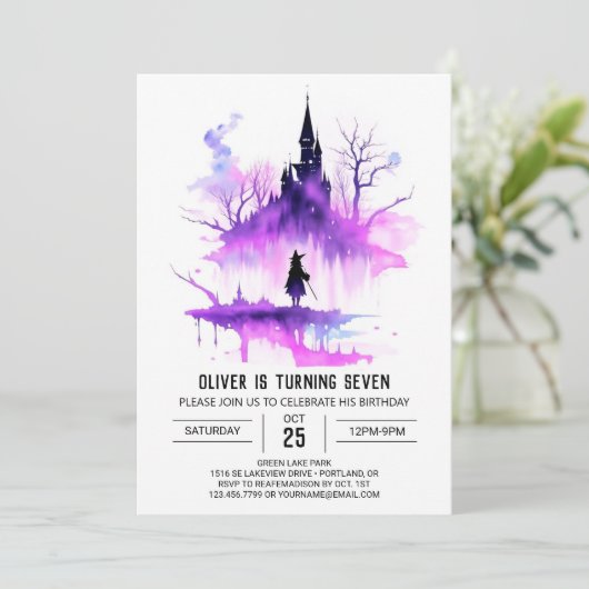 Enchanted Custom Wizard Verjaardag Kaart (Staand voorkant)