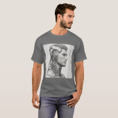 Enchanted Cyborg: minimalistisch lijnkunstontwerp T-shirt (Voorkant volledig)