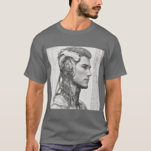 Enchanted Cyborg: minimalistisch lijnkunstontwerp T-shirt