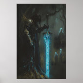 Enchanted Dark Medieval Knight with Glowing Sword Poster (Voorkant)