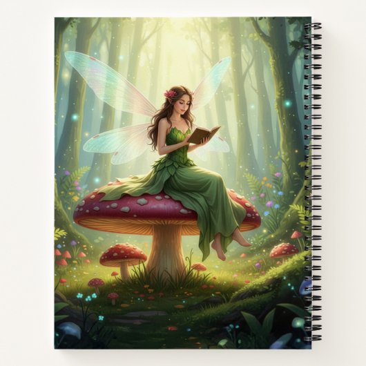 Enchanted Day Fairy Reading a Book Notebook Notitieboek (Achterkant)