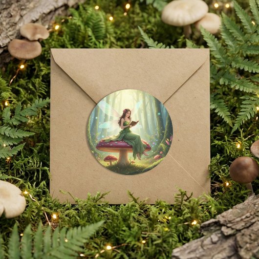 Enchanted Day Fairy Reading a Book Ronde Sticker