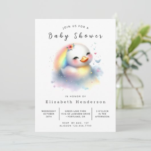 Enchanted Digital Duck Baby shower Kaart (Staand voorkant)