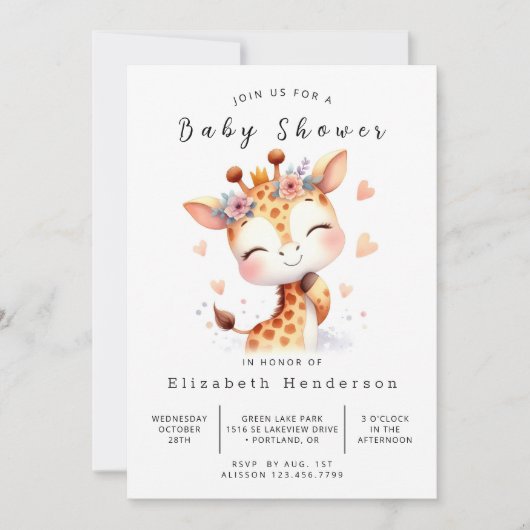 Enchanted Digital Giraffe Baby shower Kaart (Voorkant)