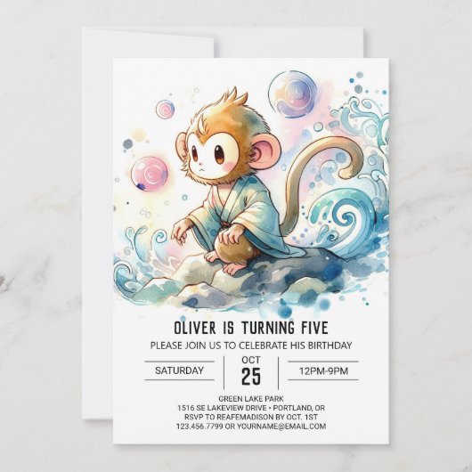 Enchanted Digital Monkey Verjaardag Kaart (Voorkant)