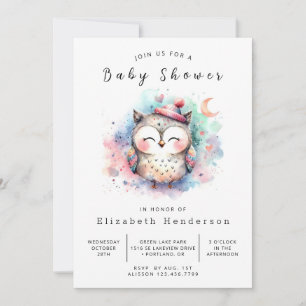 Enchanted Digital Owl Baby shower Kaart