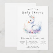 Enchanted Digital Swan Baby shower Kaart (Voorkant / Achterkant)