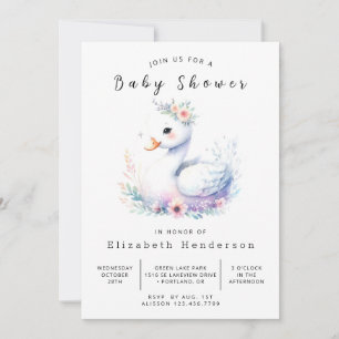 Enchanted Digital Swan Baby shower Kaart