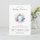 Enchanted Digital Whale Baby shower Kaart (Staand voorkant)