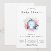 Enchanted Digital Whale Baby shower Kaart (Voorkant / Achterkant)