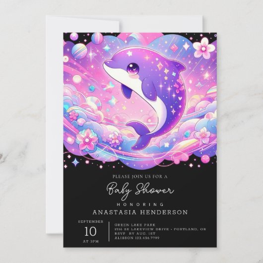 Enchanted Dolphin Baby shower Kaart (Voorkant)