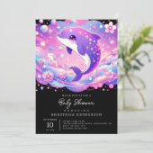 Enchanted Dolphin Baby shower Kaart (Staand voorkant)