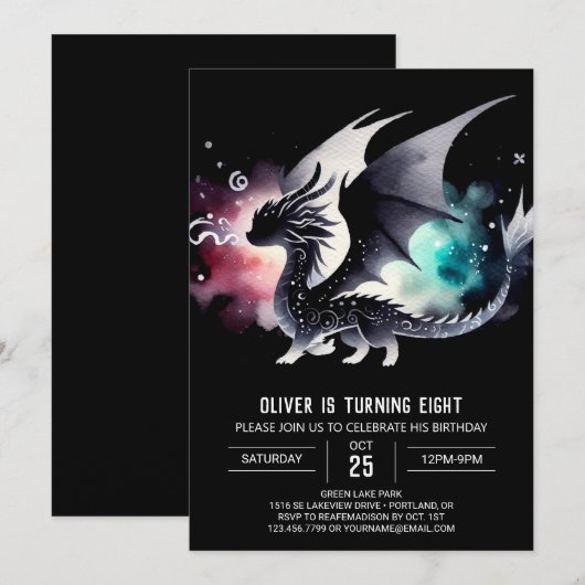 Enchanted Dragon Birthday Custom Kaart (Voorkant / Achterkant)