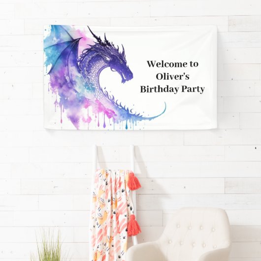 Enchanted Dragon Tale Verjaardagsbanner Spandoek (Insitu)