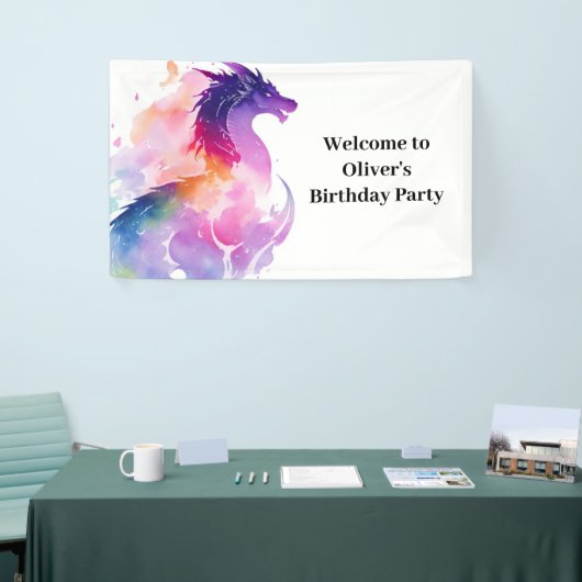 Enchanted Dragon Wonderland Verjaardagsbanner Spandoek (Beurs)