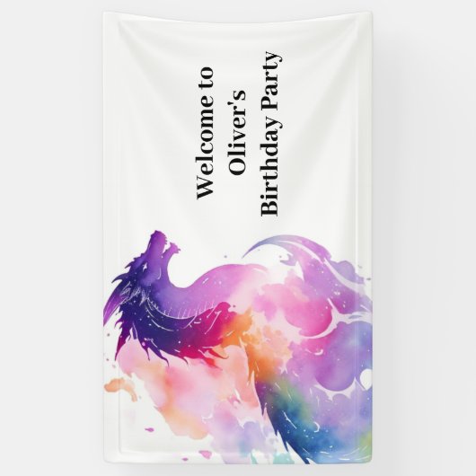 Enchanted Dragon Wonderland Verjaardagsbanner Spandoek (Verticaal)