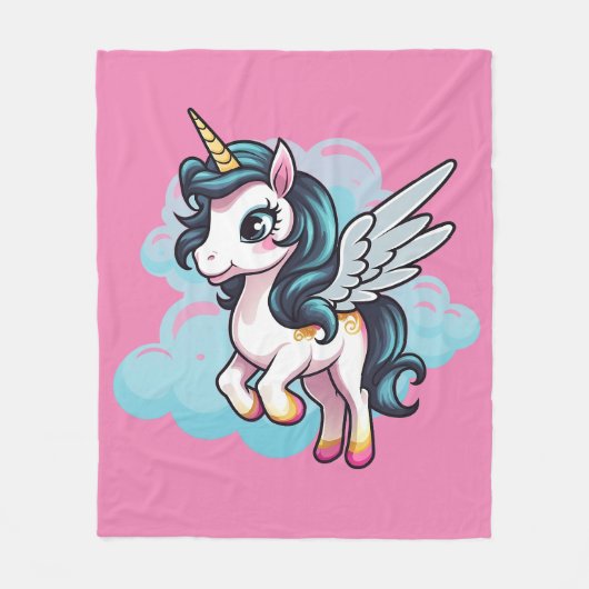 🌈 "Enchanted Dreams" Eenhoorn Fleece Deken 🦄 (Voorkant)