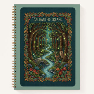 Enchanted Dreams Embroidered Mystical Forest  Notitieboek