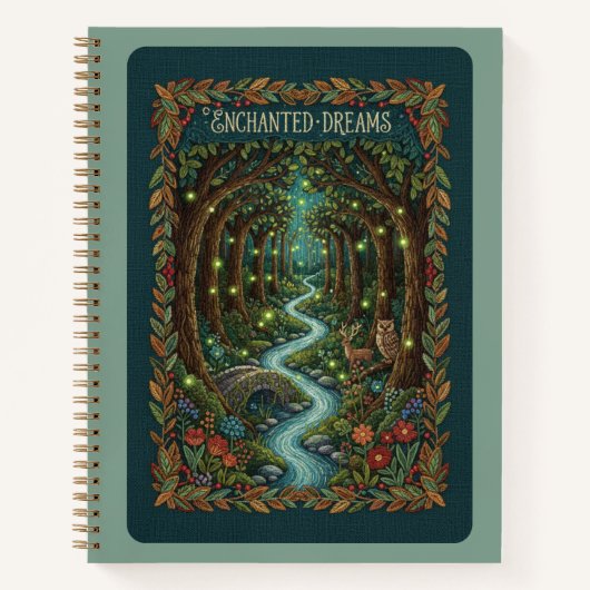 Enchanted Dreams Embroidered Mystical Forest  Notitieboek (Voorkant)