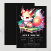 Enchanted Dreamy Fox Verjaardag digitaal Kaart (Voorkant / Achterkant)