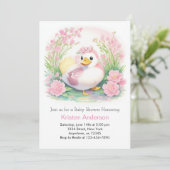 Enchanted Duck Roze Waterverf Meisje Baby shower Kaart (Staand voorkant)