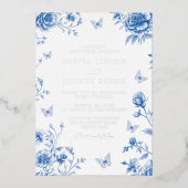 Enchanted Dusty Blue & Silver Wedding Folie Uitnodiging (Voorkant)
