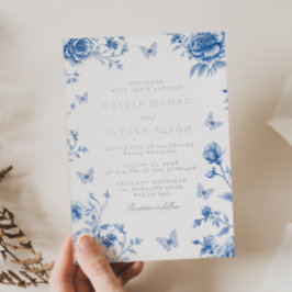 Enchanted Dusty Blue & Silver Wedding Folie Uitnodiging