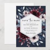 Enchanted Editable Bourgogne Save The Date (Voorkant / Achterkant)