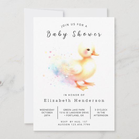 Enchanted Editable Duck Baby shower Kaart (Voorkant)