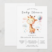Enchanted Editable Giraffe Baby shower Kaart (Voorkant / Achterkant)